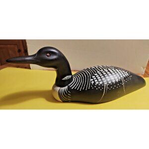 Vintage LARGE Hand Carved & Painted Loon Figurine 19" artist signed 1987